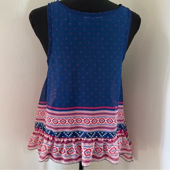 Forever 21 Embellished Boho Blue & Pink High-low Sleeveless Top - Picture 5 of 12